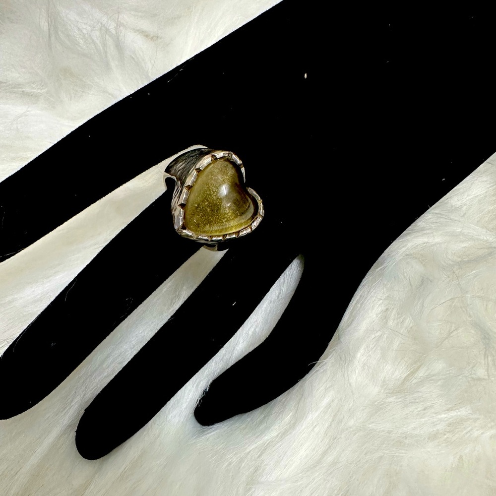 Statement Heart Ring with Citrine Stone.